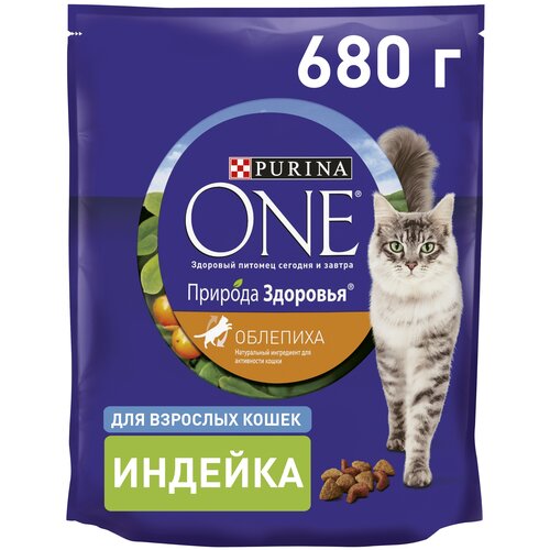 Сухой корм Purina ONE Природа Здоровья для взрослых кошек с индейкой, 680 г фото