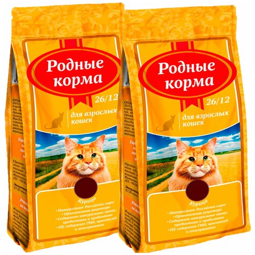 Родные корма для взрослых кошек с курицей 26/12 (10 + 10 кг) фото