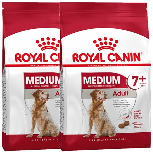 ROYAL CANIN MEDIUM ADULT 7+ для пожилых собак средних пород старше 7 лет (4 + 4 кг) фото