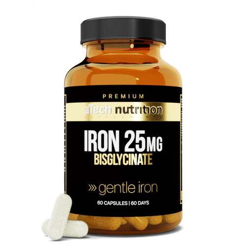 Iron 25mg / Железо 25 мг aTech Nutrition Premium Бисглицинат железа 60 капсул фото