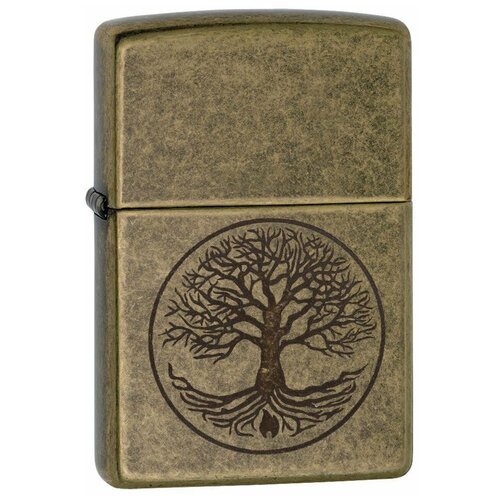 Оригинальная бензиновая зажигалка ZIPPO 29149 Tree of Life с покрытием Antique Brass - Дерево Жизни фото