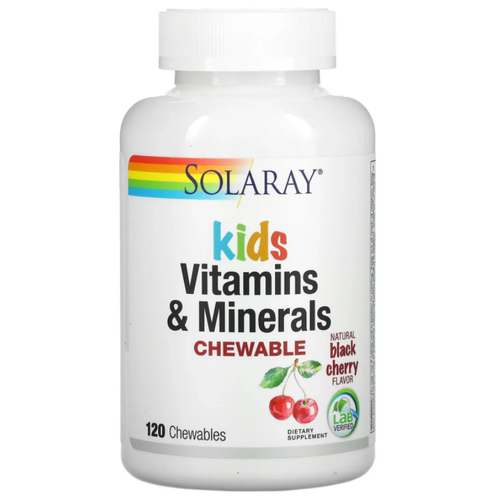 Вишня Solaray Kids Vitamins & Minerals Chewable (Детские витамины и минералы) 120 жев таблеток (Solaray) фото