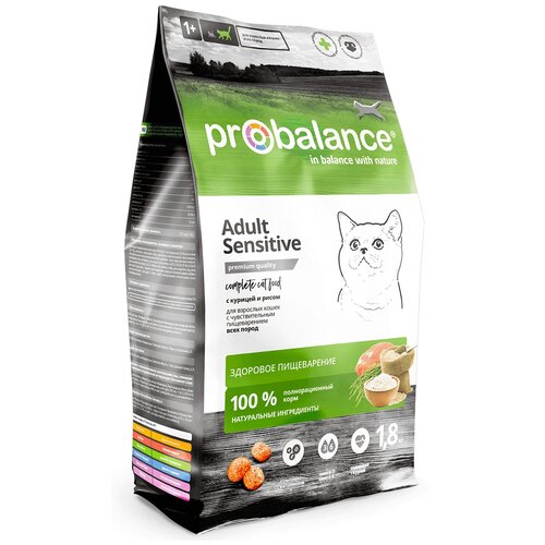 Сухой корм для кошек ProBalance Sensitive, с курицей, с рисом 2 шт. х 1800 г фото