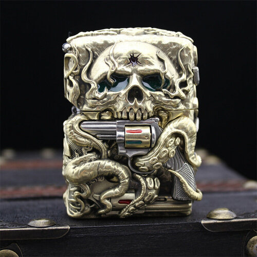 Zippo Skull Gold фото