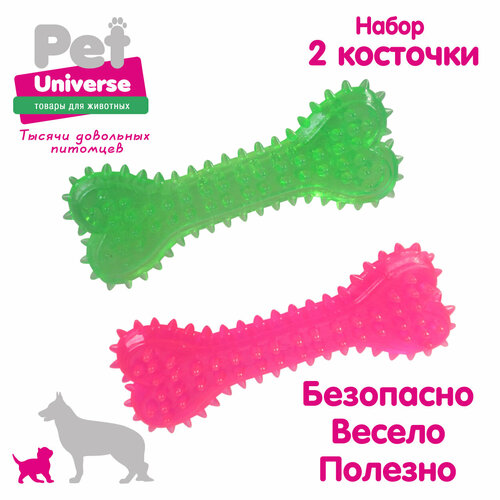 Игрушка для собак Pet Universe набор из 2-х косточек с шипами 11х4х2 см, ТПР, PU9020 фото