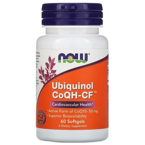 Капсулы NOW Ubiquinol CoQH-CF, 50 г, 60 шт. фото