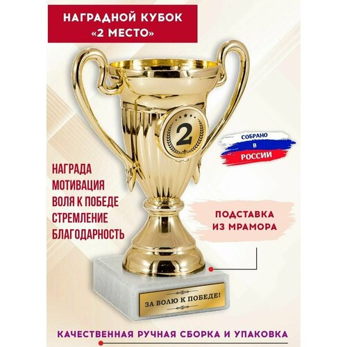 Кубок для награждения спортивный, 2 место, с гравировкой, SPORT PODAROK фото