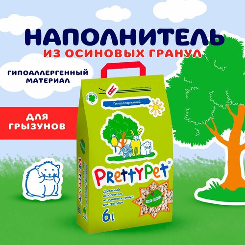 Наполнитель древесный PrettyCat PrettyPet Осиновый 2 кг/6 л 1шт. в уп. , 1уп. фото