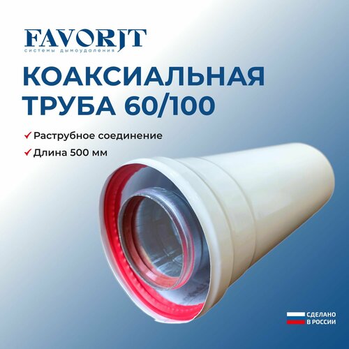 Коаксиальная труба Favorit 60/100-500 мм фото