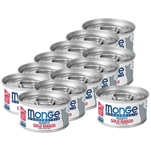 Влажный корм для кошек Monge Monoprotein, с говядиной 12 шт. х 80 г (паштет) фото