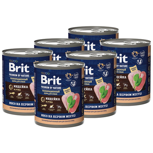 BRIT PREMIUM BY NATURE DOG для взрослых собак с индейкой и уткой 5051199 (850 гр х 6 шт) фото