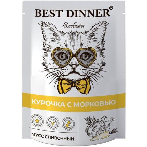 Корм влажный для кошек и котят Бест Диннер (Best DInner) мусс сливочный курочка с морковью, пауч (24шт*85гр) фото