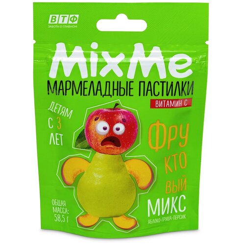 ВТФ MixMe Витамин С мармелад фруктовый микс (яблоко, персик, груша), 58,5 г. фото