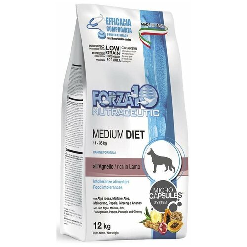 Forza10 Dog Medium Diet Agnello для взрослых собак средних пород при аллергии с ягненком 12кг фото