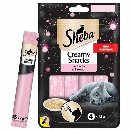 Лакомство крем суп для кошек Sheba Creamy Snacks с лососем. 48 г. фото