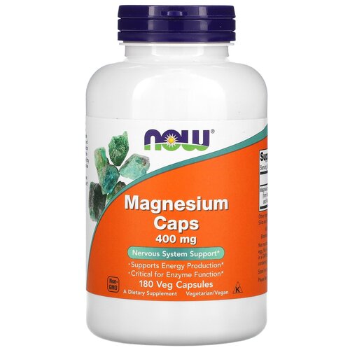 NOW Foods, Magnesium Caps, 400 mg, магний в капсулах, 400 мг, 180 растительных капсул фото