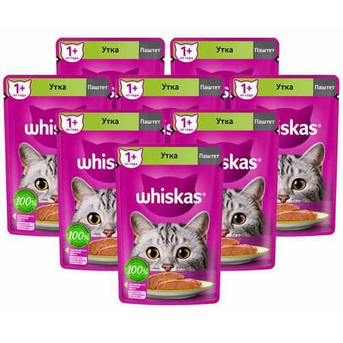 WHISKAS для взрослых кошек паштет с уткой пауч 75 гр 75 гр х 8 шт фото