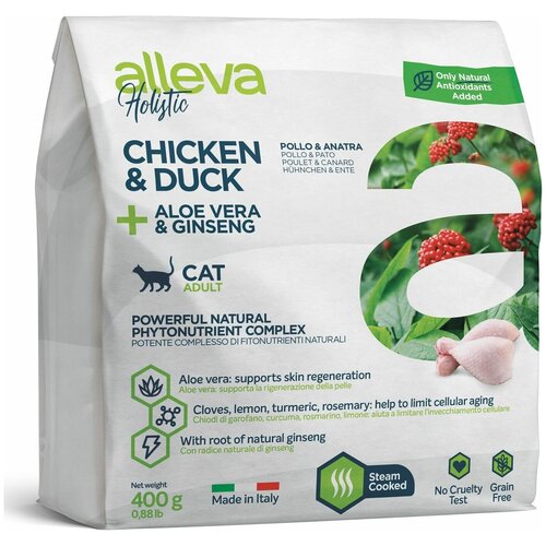 Сухой корм беззерновой ALLEVA HOLISTIC CAT ADULT CHICKEN&DUCK для взрослых кошек, с курицей и уткой, 400 г фото