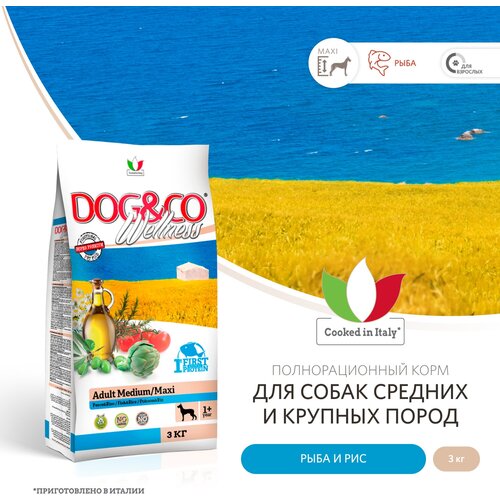 Wellness Dog&Co Adult Medium/Maxi корм для собак средних и крупных пород Рыба и рис, 3 кг. фото