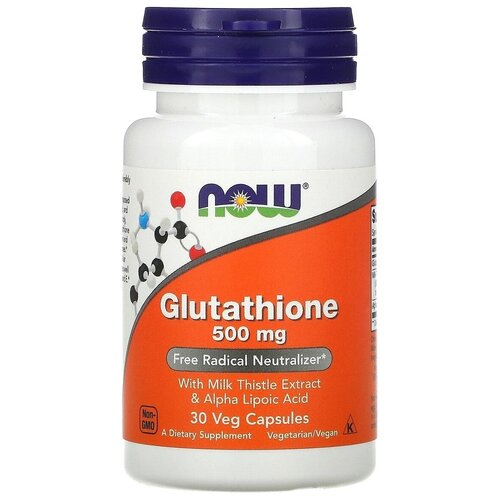 NOW Foods, Glutathione, 500 mg, Глутатион, 500 мг, 30 вегетарианских капсул фото