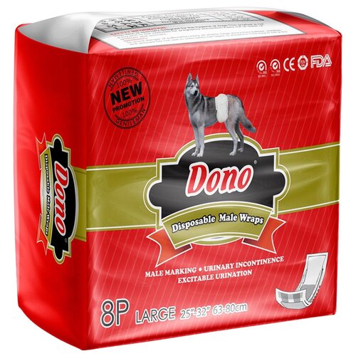 Пояс для кобелей впитывающий Dono MALE PET DIAPER L 8 шт. 1 шт. голубой L 63 см 77 см фото