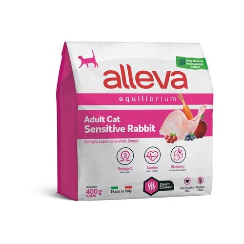 ALLEVA EQUILIBRIUM CAT для кошек Adult Sensitive Rabbit / взрослых с кроликом 0,4 кг 1066 новинка, (2 шт) фото