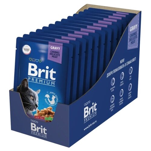 Влажный корм для кошек Brit Premium беззерновой, с треской 14 шт. х 85 г (кусочки в соусе) фото