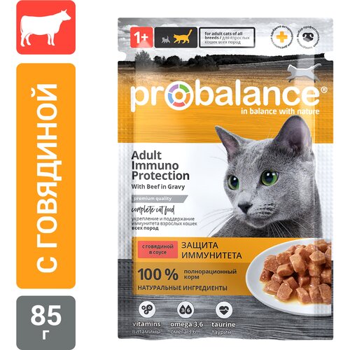 корм для кошек ProBalance с говядиной 25 шт. х 85 г (кусочки в соусе) фото