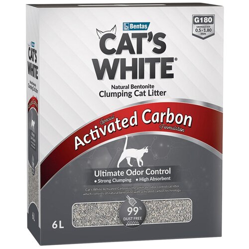 Cat's White BOX Premium Activated Carbon комкующийся наполнитель с активированным углем для кошачьего туалета (6л) Без характеристики фото