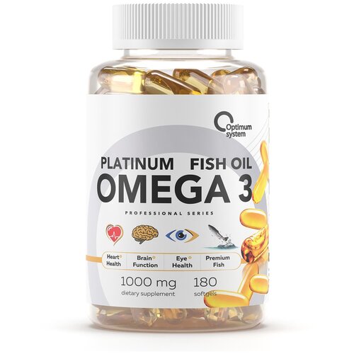 Капсулы Optimum system Platinum Fish oil Omega-3, 90 г, 180 шт. фото