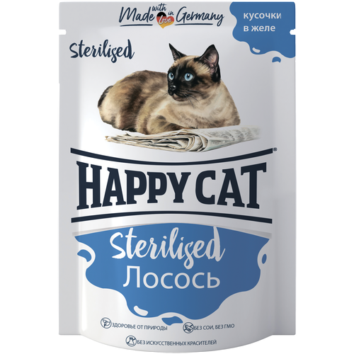 корм для стерилизованных кошек Happy Cat Sterilised, , с лососем 100 г (кусочки в желе) фото