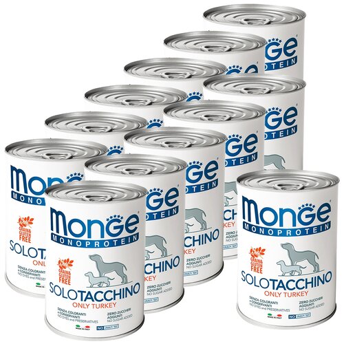 Влажный корм для собак Monge Monoprotein, беззерновой, индейка 1 уп. х 12 шт. х 400 г фото