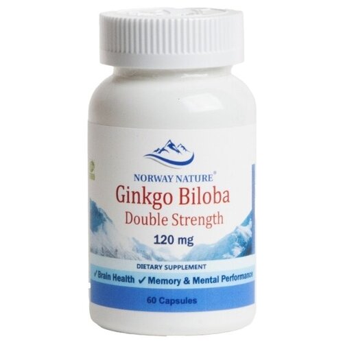 Здоровье мозга и психики Norway Nature Ginkgo Biloba Double Strength 120 mg (60 капсул) фото