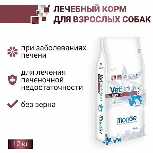 Ветеринарная диета Monge VetSolution Dog Hepatic Гепатик для собак при заболеваниях печени 12 кг фото