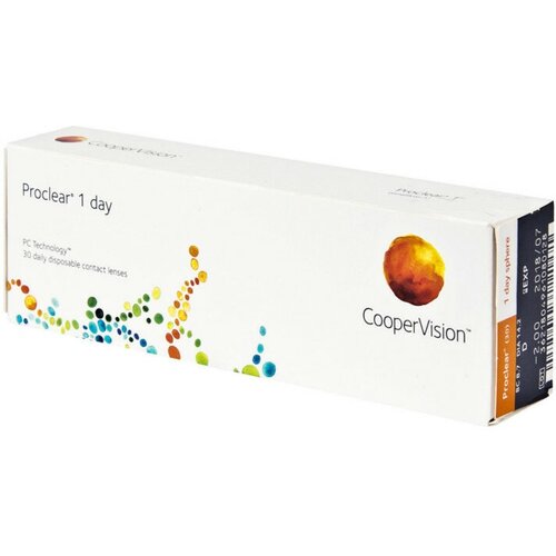 Контактные линзы CooperVision Proclear 1 Day, 30 шт., R 8,7, D -0,5, прозрачный, 1 уп. фото