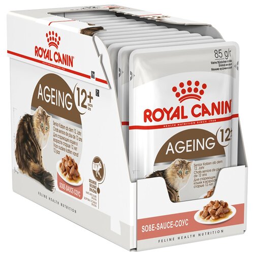 Влажный корм для пожилых кошек Royal Canin Ageing +12 для здоровья костей и суставов, профилактика избыточного веса 12 шт. х 85 г (кусочки в соусе) фото