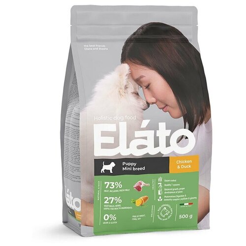 Сухой корм для щенков мелких пород Elato Holistic с курицей и уткой 1 уп. х 1 шт. х 500 г фото