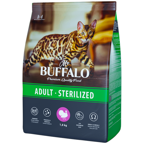 Сухой корм для кошек Mr.BUFFALO Sterilized для взрослых кошек с индейкой 1800 г фото