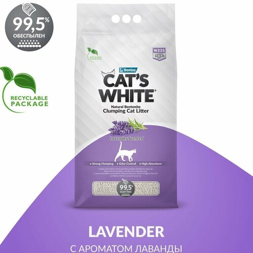 Наполнитель CAT’S WHITE 5л Lavender комкующийся с нежным ароматом лаванды фото