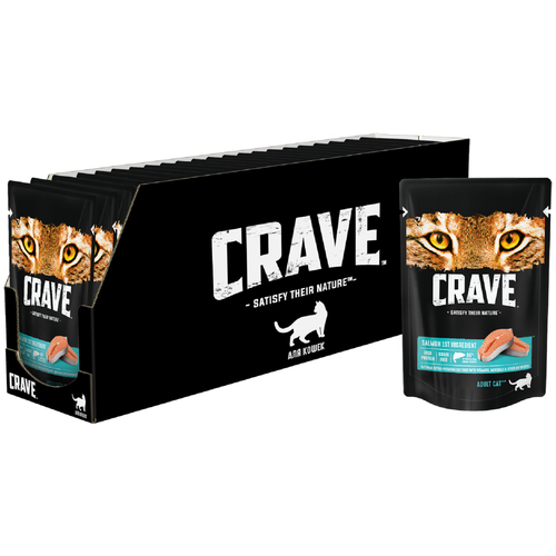 Корм консервированный полнорационный CRAVE для взрослых кошек с Лососем, 70г х 30 штук в упаковке фото