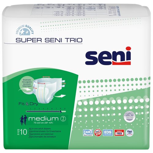 Подгузники для взрослых Super Seni trio medium (обхват 75-110 см), 10 шт. фото