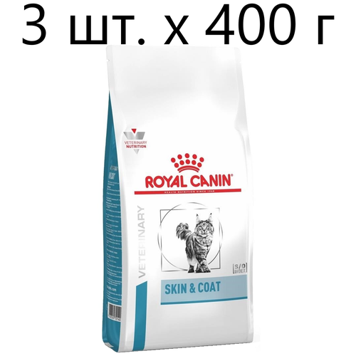 Сухой корм для стерилизованных кошек Royal Canin Skin & Coat, при проблемах кожи и шерсти, 3 шт. х 400 г фото