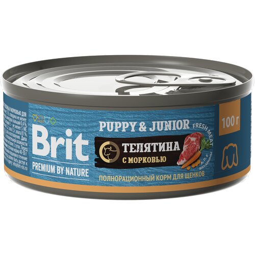 Влажный корм для собак Brit Premium by Nature Puppy & Junior телятина с морковью 1 уп. х 1 шт. х 100 г фото