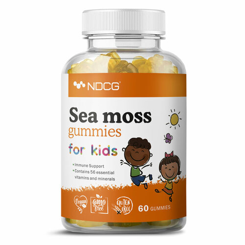 Ирландский мох NDCG мультивитаминный комплекс для детей, Sea moss for kids, со вкусом апельсина, 60 жевательных конфет, 2 упаковки фото