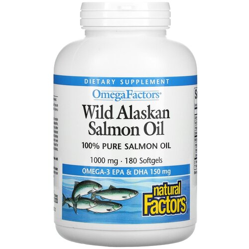 Капсулы Natural Factors Omega Factors Wild Alaskan Salmon Oil, 380 г, 180 шт. фото