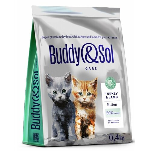 Сухой корм для котят с индейкой и ягненком Buddy&Sol Care Kitten, 400 гр фото