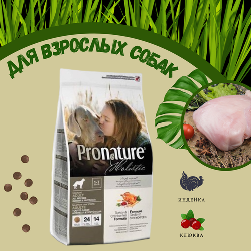 Сухой корм для собак ProNature Holistic, индейка, с клюквой 1 уп. х 1 шт. х 6800 г фото