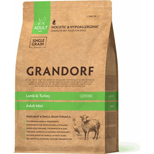 Сухой корм для собак Grandorf гипоаллергенный, Low Grain, ягненок с индейкой 1 уп. х 1 шт. х 1000 г фото