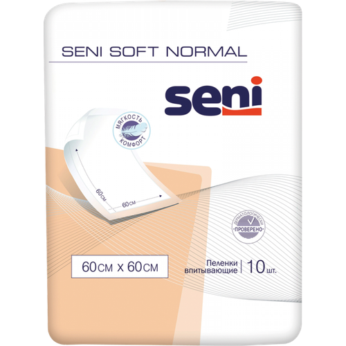 Пеленки впитывающие одноразовые Seni Soft Normal 60 x 60 см, 10 шт. фото