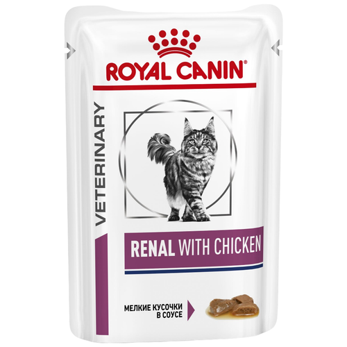 корм для кошек Royal Canin Renal, при проблемах с почками, с курицей 85 г (кусочки в соусе) фото